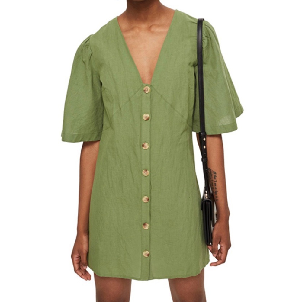 Green button down dress